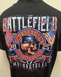 Battlefield Motorcycles 2025 Anniversary Tee   2025ATBLACK