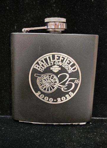 Battlefield Harley-Davidson 25th Anniversary 4oz Black Flask
