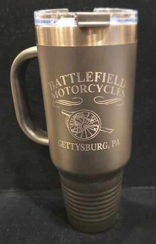 Battlefield Motorcycles Gettysburg, PA 40oz Travel Mug  Black/Stainless Steel