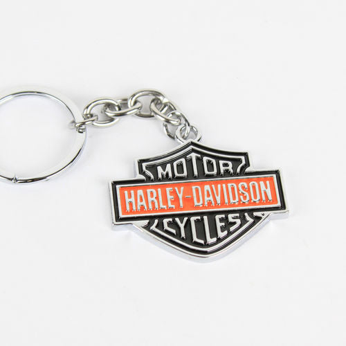 Harley-Davidson® Black and Orange Bar & Shield Key Chain HDKD15