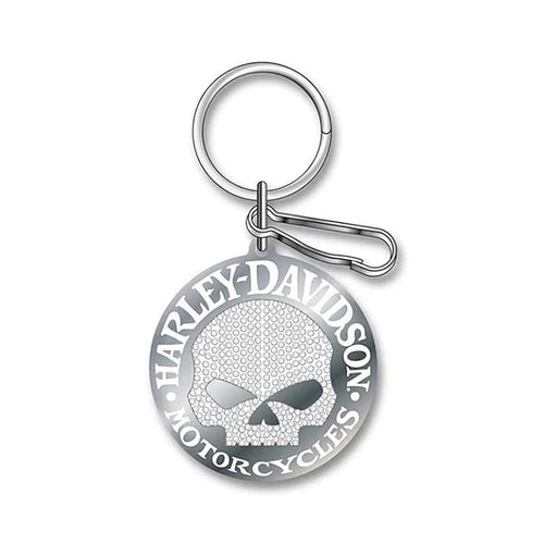 Harley-Davidson® Studded Silver Harley Skull Key Chain P4340