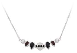 Harley-Davidson® women's Bar & Shield Black Garland Stone Necklace  HDN0487