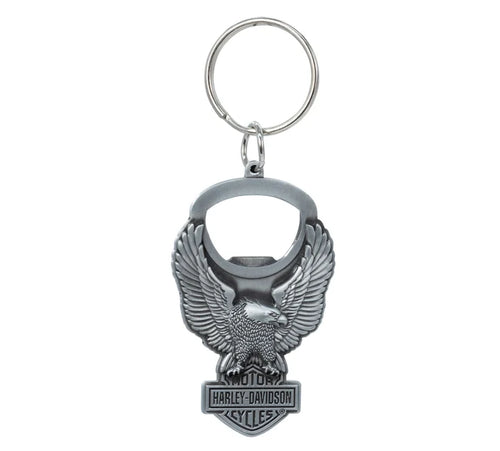 Harley-Davidson® Up-Winged Eagle Heavy-Duty Bottle Opener Key Chain, Antique Nickel Finish 4579