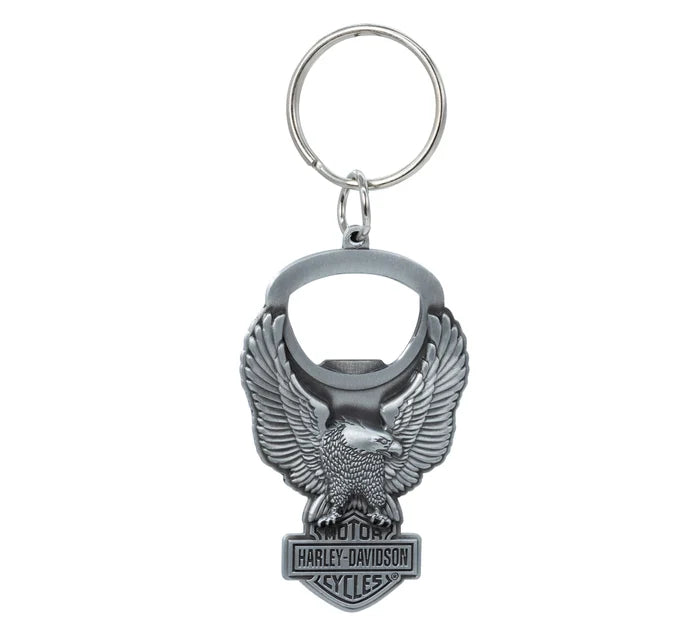 Harley-Davidson® Up-Winged Eagle Heavy-Duty Bottle Opener Key Chain, Antique Nickel Finish 4579