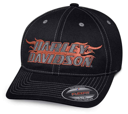 Harley-Davidson® Men's Flames H-D Stretch Fit Baseball Cap, 99408-18VM