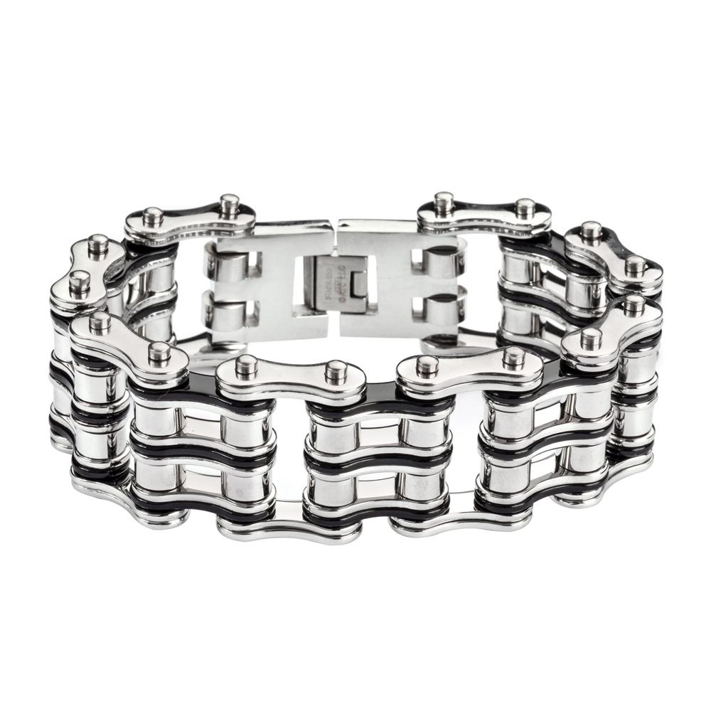 Two Tone Black/Silver Unisex Bracelet, SK1138