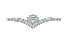 Load image into Gallery viewer, Harley-Davidson® women&#39;s bracelet, Bar &amp; Shield White Stone Chevron® chain bracelet  HDB0447