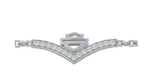 Harley-Davidson® women's bracelet, Bar & Shield White Stone Chevron® chain bracelet  HDB0447